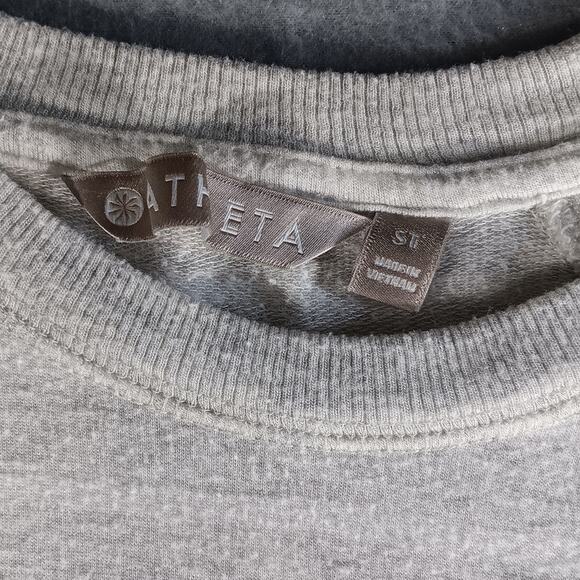Athleta Gray Striped Crossover Hem Pullover Sweatshirt Women ST Cozy Minimalist - Picture 4 of 6